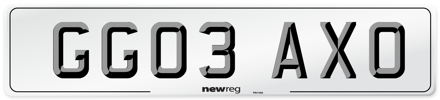 GG03 AXO Number Plate from New Reg